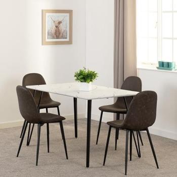 Seconique Marlow Dining Set with 4 Seats – Classic Brown