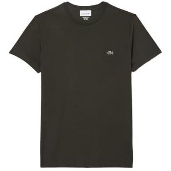 T-Shirt Verde Militare con Stampa Logo in Cotone Pima