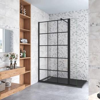 Ducha Walkin Aica con Panel Serigrafiado y Barra Negra Mate