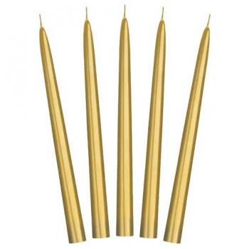 10 Stabkerzen Lucia Gold 24 cm, 10 Stück
