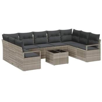 Pack complet de chaises longues et fauteuils d'extérieur Vidaxl, 10 pièces, gris clair
