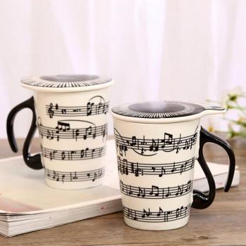 Ceramic Music Notes Mug with Lid