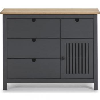 Commode en pin massif gris anthracite 100 cm