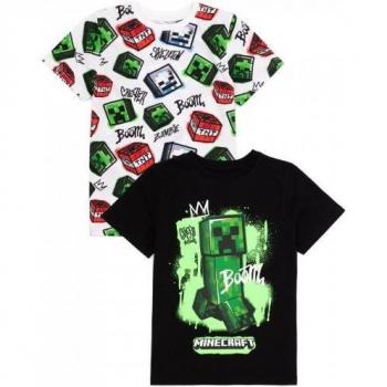 Minecraft Kids Creeper T-Shirt Bundle (Pack of 2) 13-14 Black/White