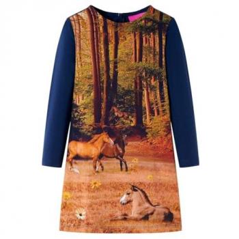 Robe Fille Maniche Lunghe Blu Scuro 140