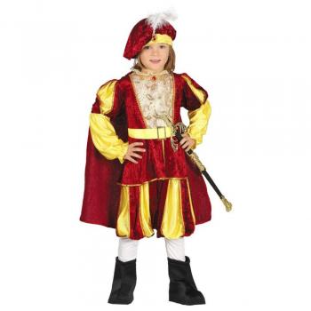 Kostüm Pompöser Prinz für Jungen Rot-Gold 123/134 (7-9 Jahre)
