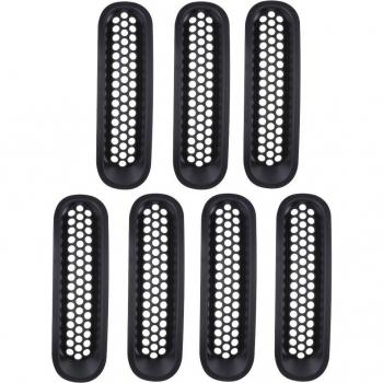 7pcs Black Grill Mesh Insert Cover Trim Kit for Jeep JK Wrangler 2007