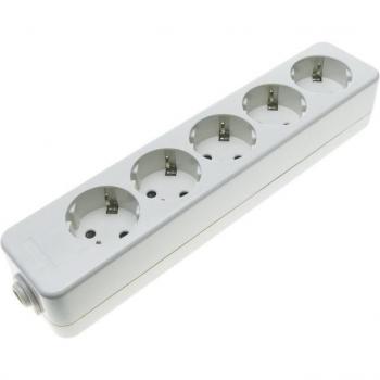 Base de 5 enchufes Schuko 16A 250V 3680W Blanco TT 54 x 250 x 42 mm