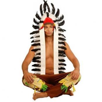 Copricapo Indiano con Grande Ciuffo