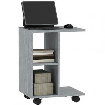 Multi‑Shelf Grey C‑Shape End Table on Wheels