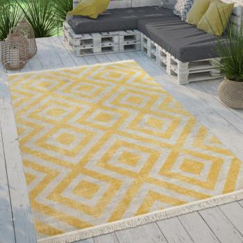 Paco Home – Tapis Été Losange 120x170 cm (Jaune-Blanc)