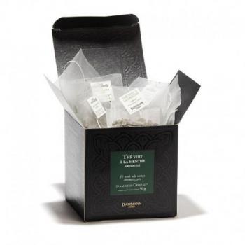 Dammann Frères Thé Vert Menthe Aromatisé, 25 sachets enveloppés individuellement dans une boîte cadeau