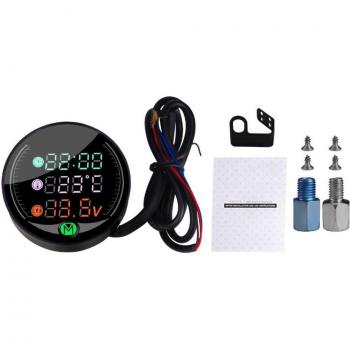 3-in-1 Motorrad Voltmeter mit wasserdichter Uhr und Temperaturmessung