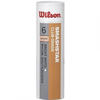 Wilson Badminton‑Schleuderball – Smashstar 6‑Pack, 78 G, weiß, Kork/Kunststoff (WRT6050WH78)
