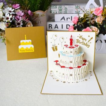 R7RC 3D Kuchen-Glückskarte: Geburtstags-Pop-Up mit Umschlag