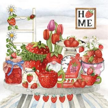 Ti-flair Serviettenpapier 33×33 cm – 20 Stück, 3‑lagig, Erdbeerrot