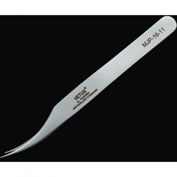 Pincettes courbes en acier inoxydable, ultra rigides, pointe fine, modèle dauphin, antistatiques