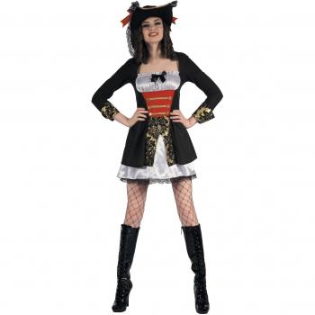 KARNEVAL-MEGASTORE Damen Kostüm: Korsaren Stil – Schwarz/Weiß – S