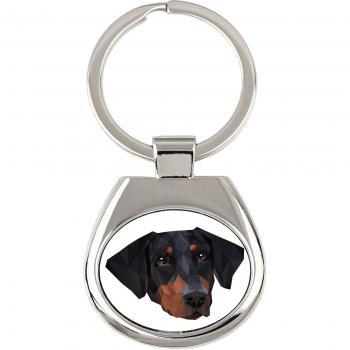 White Doberman Keychain