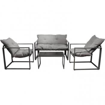 Ensemble de jardin Ajaccio – 4 pièces, Coussins gris inclus