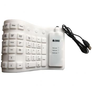 Teclado 2HIX USB Lavável e Flexível em Silicone Branco