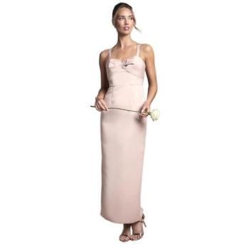 Soft Blush Knot-Front Bridesmaid Maxi Gown