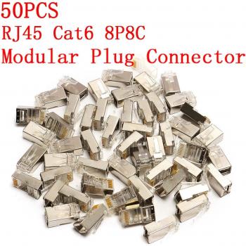 Conector RJ45 8P8C Cat6 Engarce Trenzado – 50 Unidades