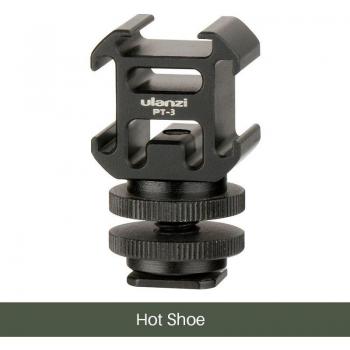 Ulanzi Adaptador de Zapata Fría 3 con Micrófono y Luz LED para Canon y Nikon