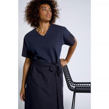 Abito comodo in cotone biologico con cintura, Donna, Blu, Taglia: 56/58