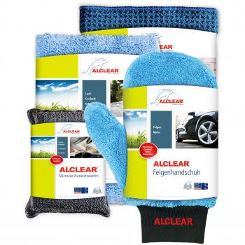 Alclear 4‑teiliger Pflege‑Komplettpaket – Trockenwunder, Allrounder, Felgenhandschuh, Microcar Schwamm