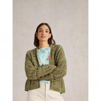 Green & White Crochet Cardigan – Size M – White Stuff