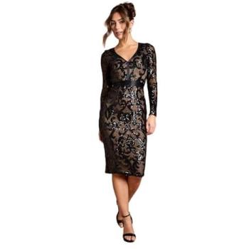 Coast Black Radiant Bodycon Midi Dress – Long Sleeves