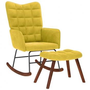 VidaXL Gelb Samt Schaukelstuhl und Hocker Set