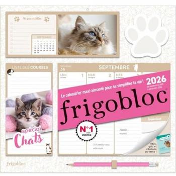 Frigobloc Hebdomadaire 2026 Chats (de sept. 2025 à déc. 2026)