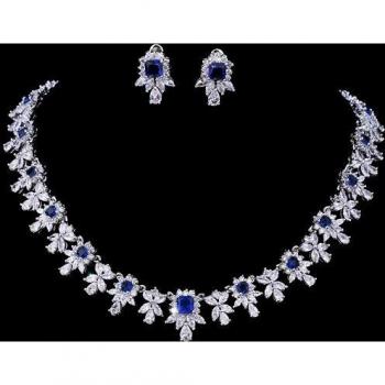 Emmaya Women's Clear CZ Bridal Choker Necklace Set