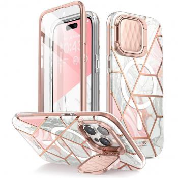 Custodia ibrida marmo rosa per iPhone 15 Pro Max Supcase