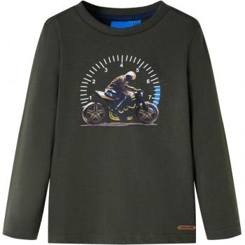Kids' Motorcycle Print Long Sleeve T-Shirt Khaki 104