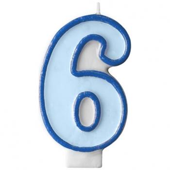 Blu 6 ° Compleanno Candela da 7 cm