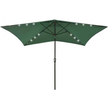 Pare-soleil Terrasse VidaXL 2x3 m – Mât Acier, LED, Vert