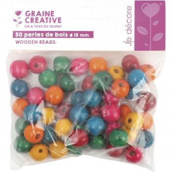 Lot de 50 petites perles en bois rondes