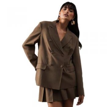 Double Breasted Wool Blend Blazer for Women