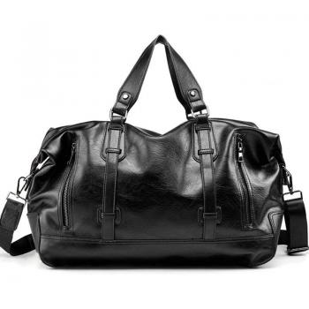 PU Leather Men's Travel Bag with Shoulder Strap