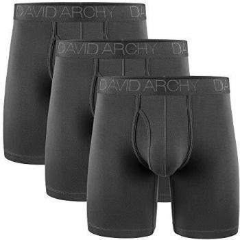 DAVID ARCHY Lange Boxershorts Herren Unterwäsche mit Elastikbund, 3er-Pack