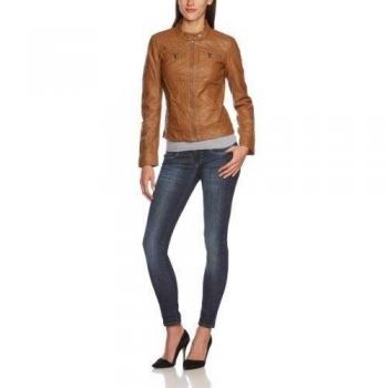 ONLY Damen Kunstlederjacke Bandit 15081400 Braun Regular Fit 40