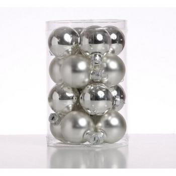 Marelida Silberschein-Christbaumkugeln – glänzend/matt – 16‑er Pack