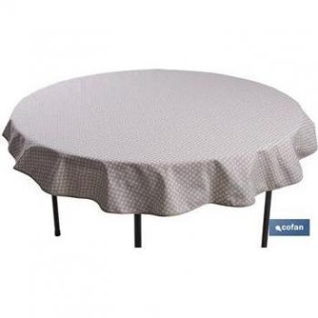 Nappe circulaire à résine anti-tache, pois blancs, Ø140 cm, mélange coton/polyester 1:1