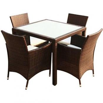 VidaXL Set da esterno 5 pezzi in rattan sintetico marrone con cuscini