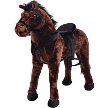 VidaXL Cavallo di peluche XXL marrone scuro