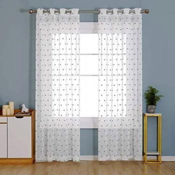 Rideau chambre masculin gris avec oeillets jacquard, lot de deux