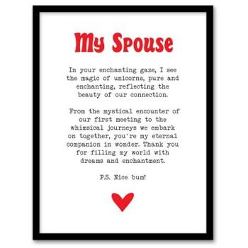 Artery8 Unicorn Romance Poem Print – 12 x 16, White Framing